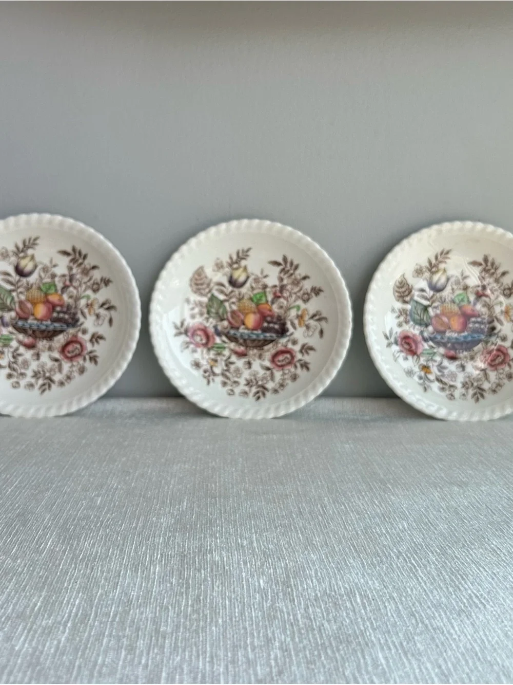 (3) VINTAGE johnson brothers POMONA saucer plates